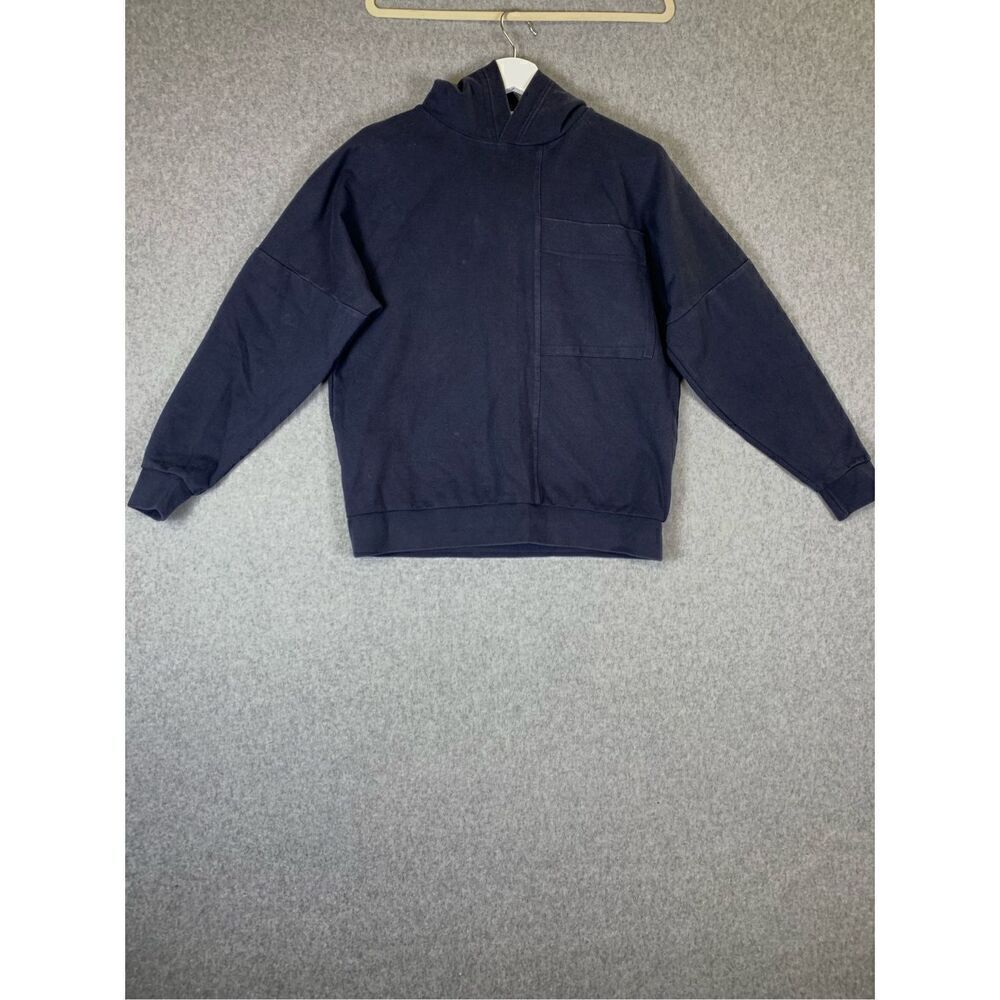 Zara Men’s Size Small Pullover Sweatshirt Navy Blue Hoodie with Pocket